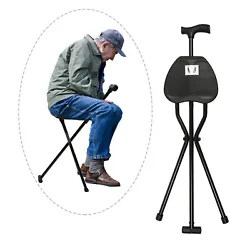 Portable 3 Legged Folding Walking Stick with Seat Travel Hiking Cane Chair Stool. Its Ergonomic Design Ensures...