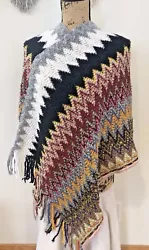 Gorgeous Missoni inspired zig zag knit poncho.