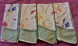 Set of 4 COUNTRY CURTAINS PETTICOAT VALANCES Green Plaid & Floral. Dry clean only.