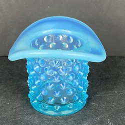 VINTAGE FENTON BLUE OPALESCENT TOP HAT TOOTHPICK HOLDER HOBNAIL. In excellent condition! No chips, cracks or scratches!...