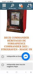 lot carte magic the gathering. Vends Deck commander héritages de forsapience + cartes anges + 200 autres cartes...