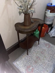 Mid-Century Modern wooden leather inlay kidney shaped sometimes tables set of 2.