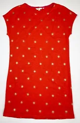 Boden Slub Knit Shift Dress Knee Length Sleeveless Gold Floral Womens 8 Orange. Very good preowned condition....