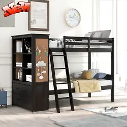 Why choose DANGRUUT Twin Over Twin Bunk Bed with Bookcase?. (We are different!). Features: 1. Features a sturdy high...
