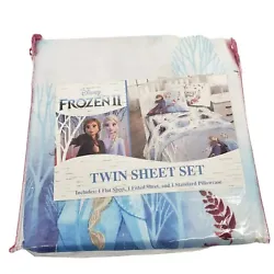 New Disney Frozen II 2 Twin and Full Sheet Sets Available. Twin includes flat sheet, Fitted Sheet and one Pillowcase....