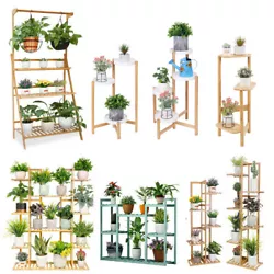 Multi Tier Bamboo Plant Stand Flower Pot Holder Shelf Rack Display Indoor Outdoor.