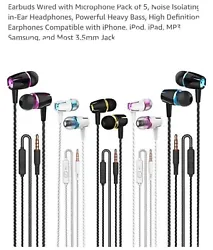 3.5mm wired earbuds with microphone 5pack.