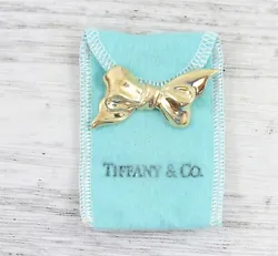 AMAZING TIFFANY & CO SOLID 14K GOLD BOW BROOCH PIN. MINT WITH ORIGINAL BAG. GREAT SIZE AND HEFT. WONDERFUL HIGHEST...