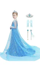 New with tags - Girls Princess Dress Elsa Costume Girls size 6-7. Sheer train is detachable. Includes accessories:...