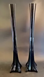 Set Of 2  Black Eiffel Tower Glass Vases 16