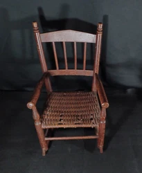 Antique 19th Century Small Wooden Childs Rocking Chair. Please review all pictures for overall condition and size. Wear...