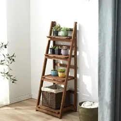 Wooden garden decor flower planter folding tiered ladder shelf holder. This garden planter holder is designed with...
