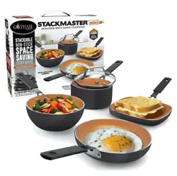 Save space in your kitchen and revolutionize the way you cook with the Gotham Steel mini stackable pots and pans set....