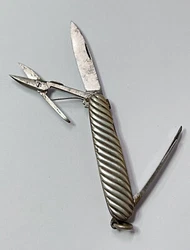 Ancien Couteau Multifonction En Argent. Ref70083.