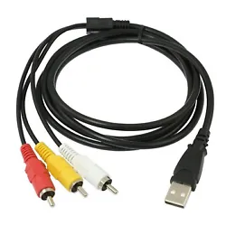 1 x male RCA video, 2 x male RCA audio. THIS CABLE WILL NOT WORK FOR CONNECTING A COMPUTER TO A TV. You cannot get an...