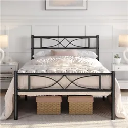 【A Dependable Foundation for Sound Sleep】This twin size bed frame is crafted from heavy duty powder-coated metal...