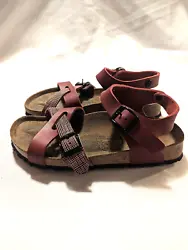 Birkis by Birkenstock Womens size 230 US 5 Lillie Red Plaid Buckle Sandals.  They are in excellent previously owned...