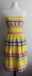 (Cutest colorful sundress with quilted accents, pockets, elastic gusset at back, boning in bodice, side zip, flared...