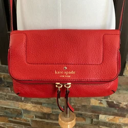 KATE SPADE Mansfield Mariana Red Leather Zip Flap Crossbody/Shoulder Bag Purse. Lift up the flap to find a roomy open...