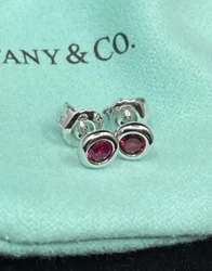 Tiffany & Co. Elsa Peretti Color by the Yard Ruby Stud Earrings. 100% Authentic Hallmarks - AG 925 SPAIN and T&Co....