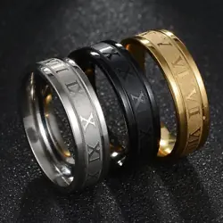 Material: Stainless Steel. Ring Width: 6mm. Size: 6, 7, 8, 9, 10, 11, 12, 13.