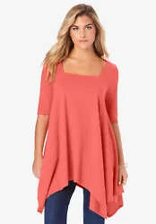 Your favorite free-flowing tunic is now in a square-neck style with elbow-length sleeves and an A-line silhouette....