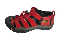 Keen Newport H2 Hiking Sandals Red Black Bungee Cord Hook Loop Youth Size 2. Very good pre-owned condition.