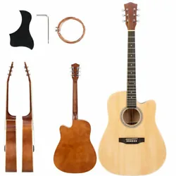 Guitar Color: Burlywood. Our 41in Full Size Cutaway Acoustic Guitar 20 Frets Beginner Kit are made of basswood panels...