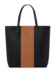 This MCM Parfums tote bag is stylish and durable, black with a tan/brown stripe down center of bag with MCM Parfum...