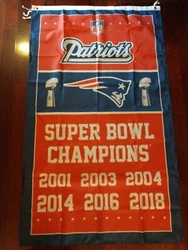 This flag includes 2018. Graphics are on one side, you can see the logo through the other side. 100% polyester...