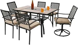 These modern patio dining chairs, with their flower back design, comfy cushions and sleek look, are an eye-catching...