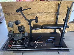 Workout Mat - ?. - Black - Good, clean. Weight Bench - KEYS - Black - Very good, clean. Weights - (see below) -...