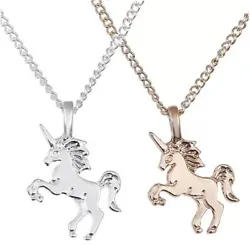 Unicorn Pendant Necklace Rainbow Girls Horse Pendant Silver Gold.