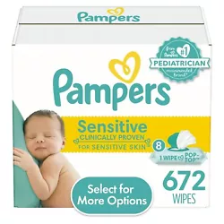 Clinically proven to protect your little ones sensitive skin, Pampers Sensitive baby wipes are thick and soft for a...