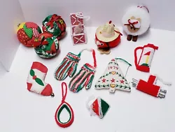 Vintage 1960s-70s Handmade Ornaments Mixed Lot Golf Bag Mittens Christmas Tree Sheep and more.  What you see is exactly...