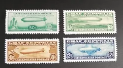 SC# C13, C14, C15, & C18 US Air Mail Zeppelin Stamp Reproduction Place Holders. Items are not real stamps! Items are...