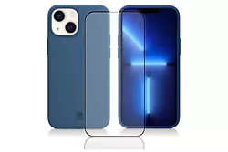 Ibroz Coque antichoc bleu en silicone + Verre Trempé pour Iphone 13 Mini (5,4