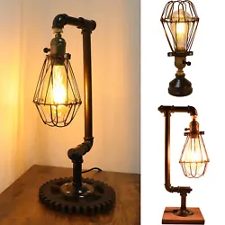 Shape：Steampunk Pipe. 1 x Steampunk Desktop Lamp. Up top, the single light is an exposed bulb, highlighted by an...