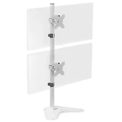 VIVO White Dual monitor vertical stand model STAND-V002LW. Every joint is able to be tightened, so you can adjust...