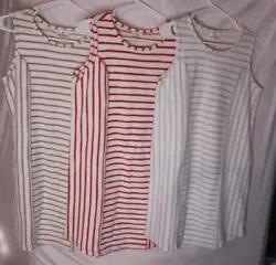ALL 3 DRESSES ARE LIKE NEW NEVER WORN. THREE COLORED STRIPES ONE IS RED, LIGHT BLUE, AND TAUPE. I am more than happy to...