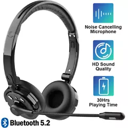 Trucker Wireless Headset Bluetooth 5.0 Mic Stereo Headphones Noise Cancelling.