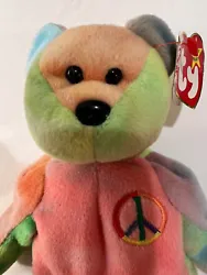 Ty Beanie Baby: Peace Bear 1996 - Multicolor rare.