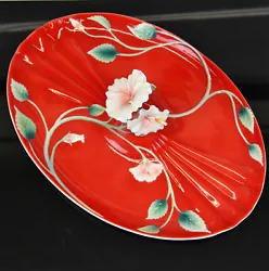 FRANZ PORCELAIN ISLAND RED HIBISCUS. LARGE TRAY PLATTER FLOWER HIGH END DECOR. ANOTHER QUALITY ESTATE FIND. LETS MAKE A...