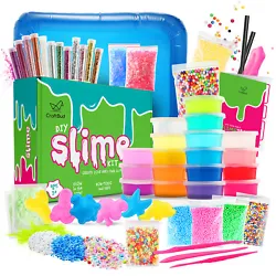 Slime kit for Kids 18 Color Slime Making kit Glitters Foam Balls Beads Play Tray.