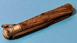 couteau ancien pliant de poche Knief vintage multifonction bois de cerfUn peu rouillé il faut le nettoyer Possibilité...