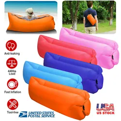Inflatable Lounger Air Sofa Lazy Bed Sofa w/ Portable Organizing Bag. Air Sleeping Bag Lazy Chair Inflatable Lounge Air...