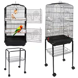 【SPACIOUS CAGE】 - This bird cage has 4 perches that the birds can sit on and play. Tall stand for higher cage...