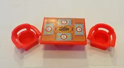 Dining Table chairs Fisher Price Little People Orange Set. In used condition.
