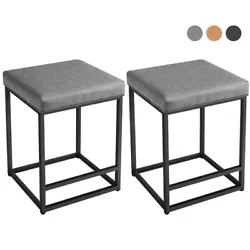 【Thick cushion】Upholstered with an 8.5cm/3.3” thick cushion, this pair of industrial bar stools are comfortable...