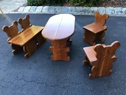 Custom made Teddy Bear Design. Used Kids Wooden Table and Chair Set.